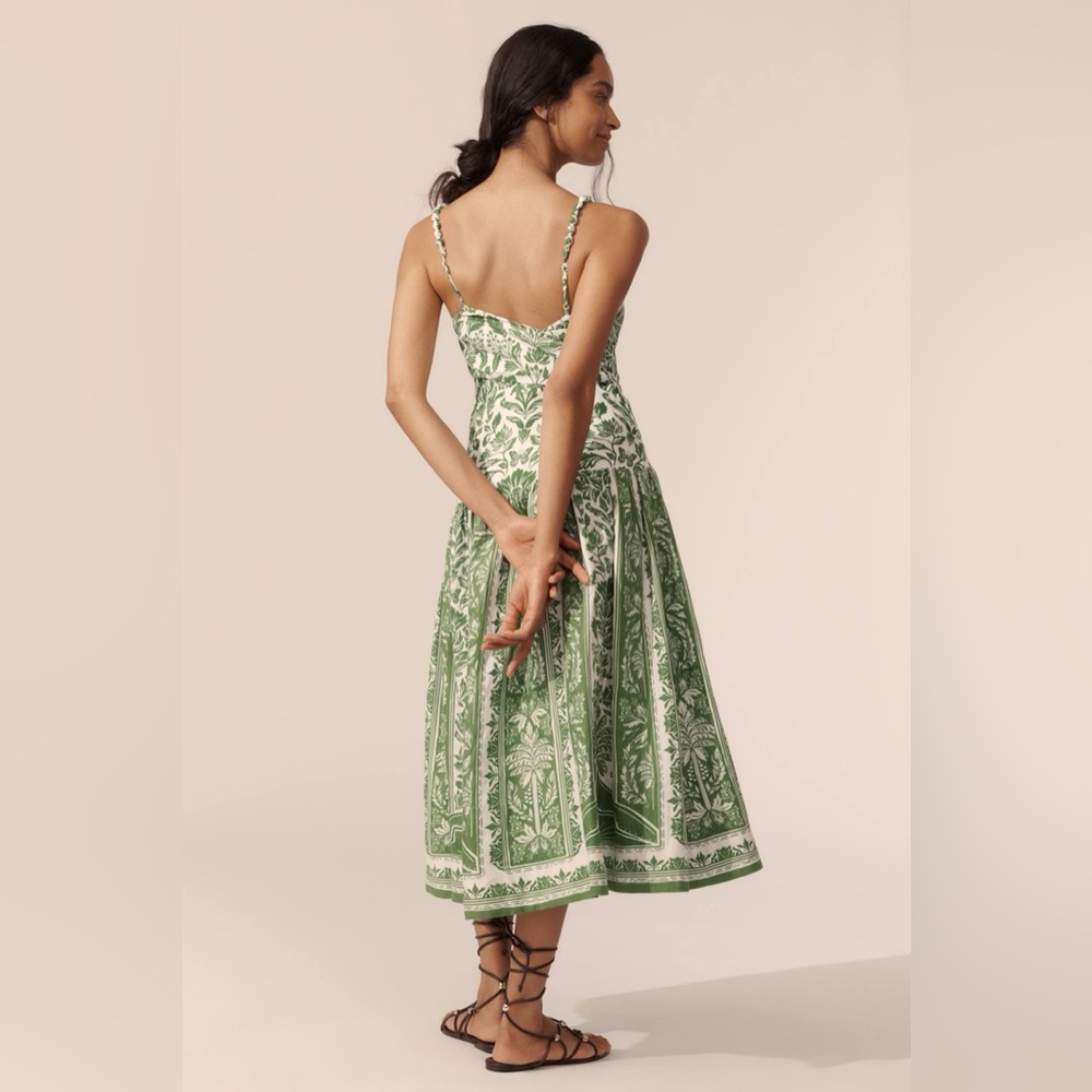 FARM Rio Green and White Botanical Print Midi Dress - Picture 4 of 4